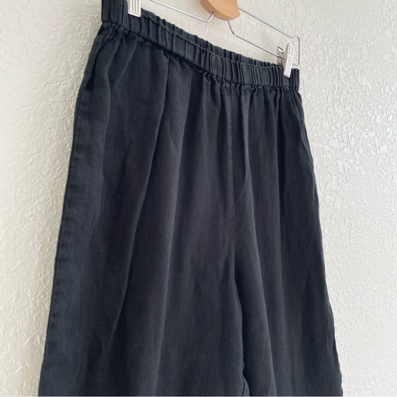 Flax Linen Pants Size S Ruffled Bloomers Capris Black Lagenlook Cottagecore - Picture 7 of 13